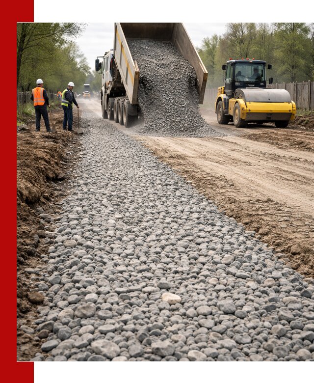 Доставка щебня для отсыпки дорог в Великом Новгороде высокого качества