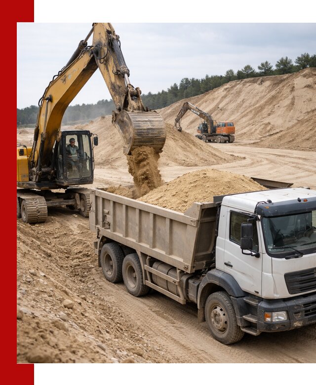 Доставка карьерного песка с самосвалами и разгрузкой в Великом Новгороде