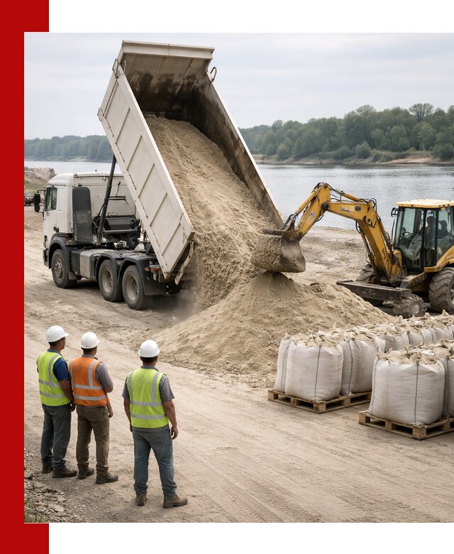 Доставка речного песка в Великом Новгороде самосвалами и погрузкой