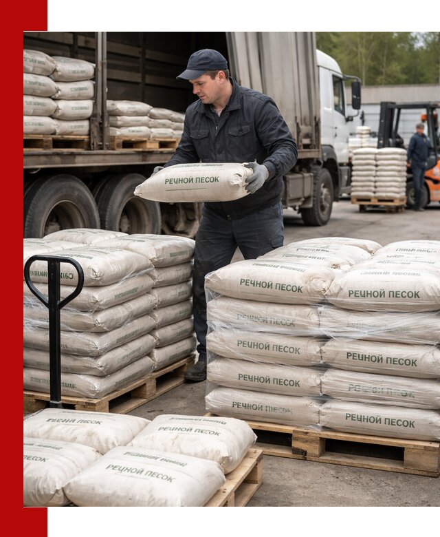 Речной песок в мешках с доставкой в Великом Новгороде