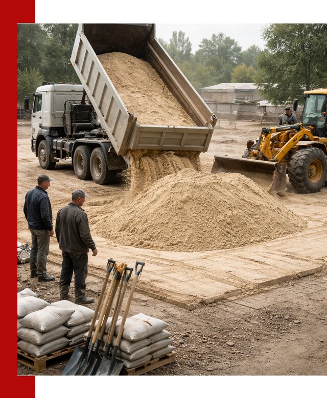 Доставка мытого песка в Великом Новгороде с самосвалами по выгодной цене