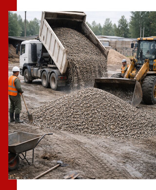 Мытый гравий с доставкой в Великом Новгороде от карьера до участка