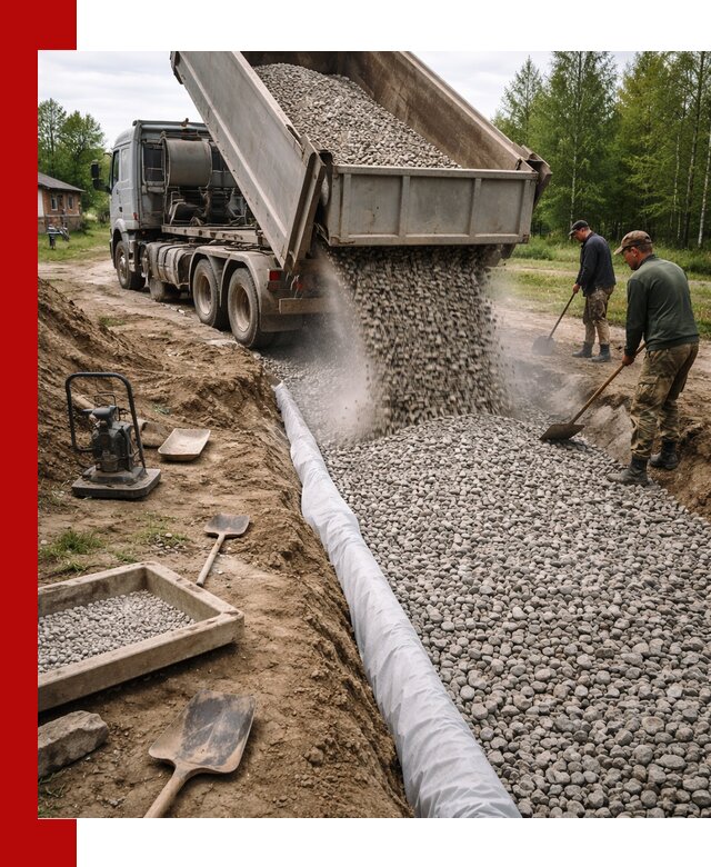 Гравий для дренажа с доставкой в Великом Новгороде качественный и недорогой