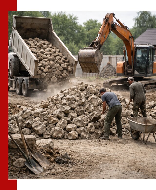 Доставка и разгрузка бутового камня в Великом Новгороде