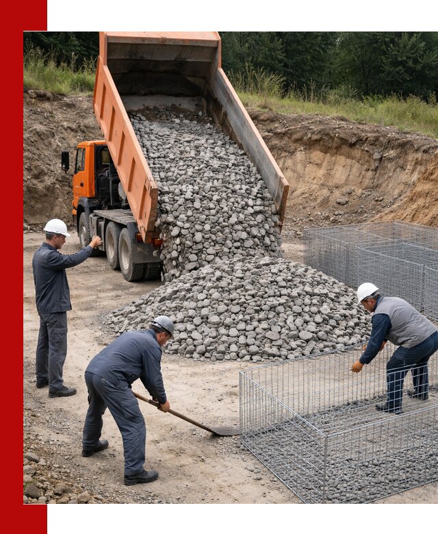 Камень для габионов с доставкой в Великом Новгороде быстро и надёжно