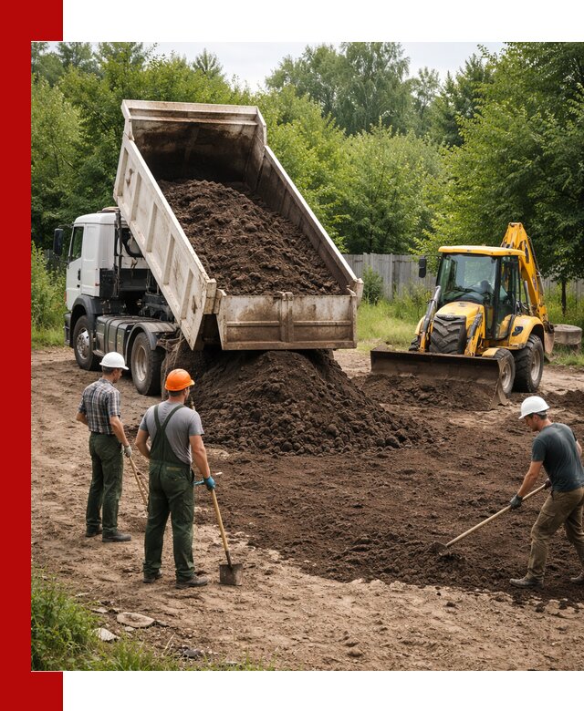 Доставка и укладка грунта для выравнивания участка в Великом Новгороде