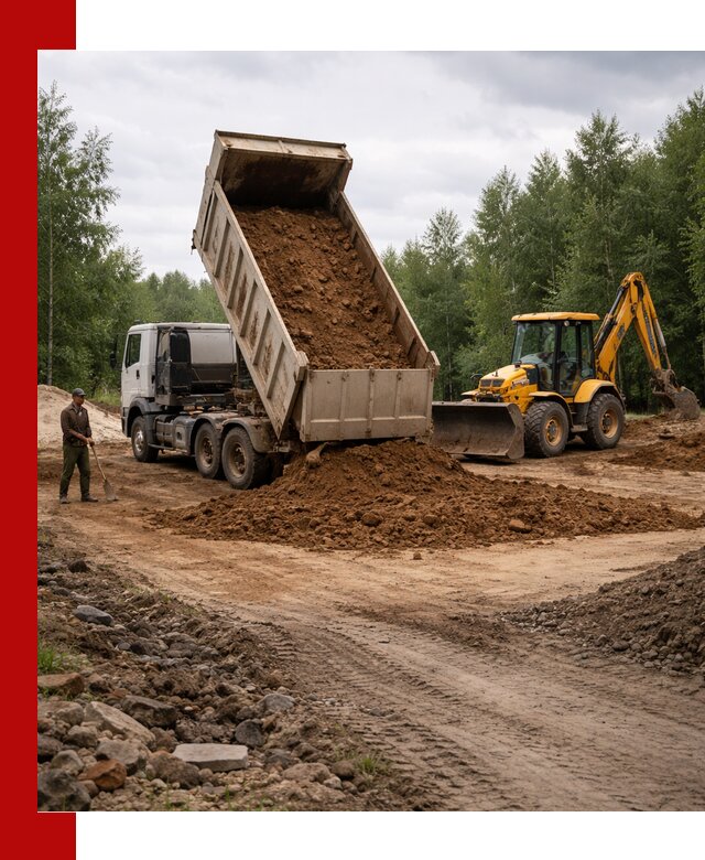 Доставка суглинка самосвалами в Великом Новгороде подсыпка и планировка