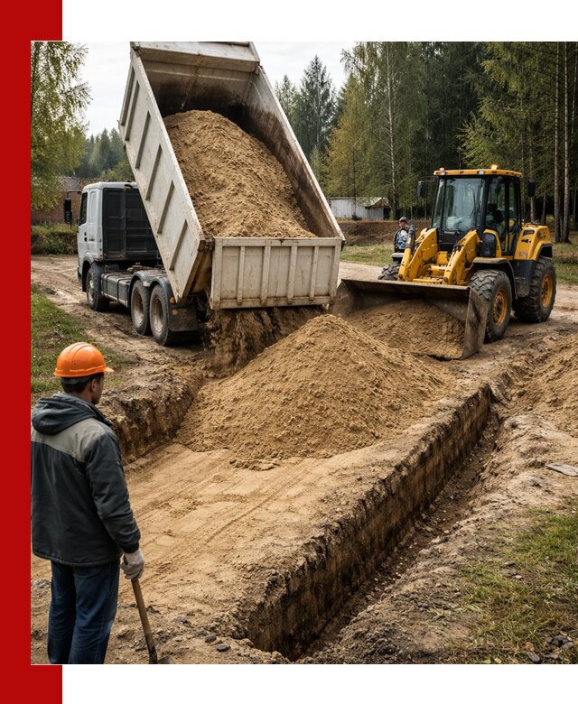 Доставка песчаного грунта в Великом Новгороде для строительных работ