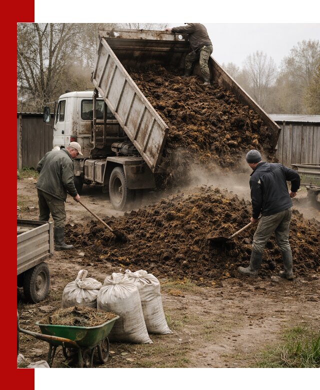 Доставка коровьего навоза самосвалом в Великом Новгороде