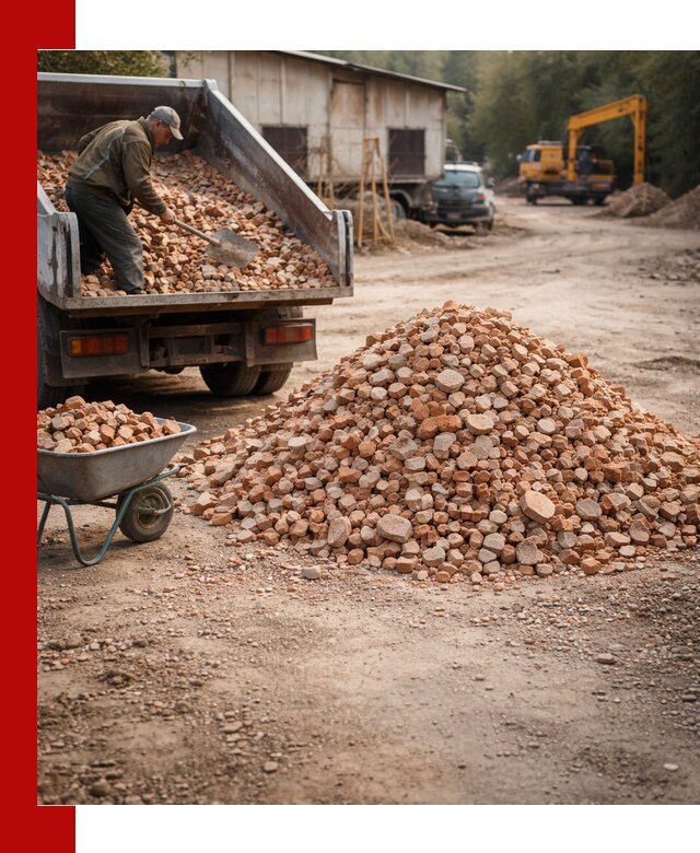 Доставка и подушка из боя кирпича с разгрузкой в Великом Новгороде