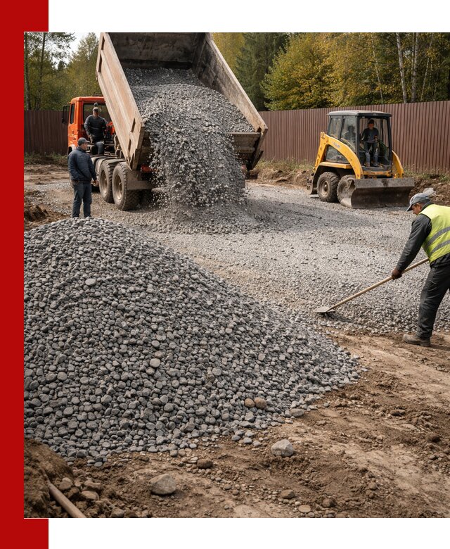 Отсыпка участка щебнем с доставкой и уплотнением в Великом Новгороде